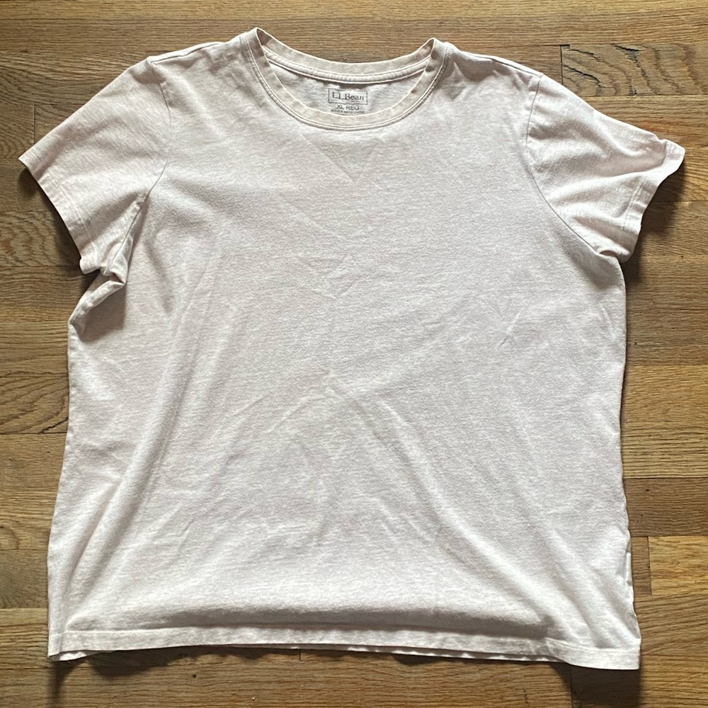 L.L. Bean Cream Crewneck Cotton Women’s XL Pink Tee Shirt